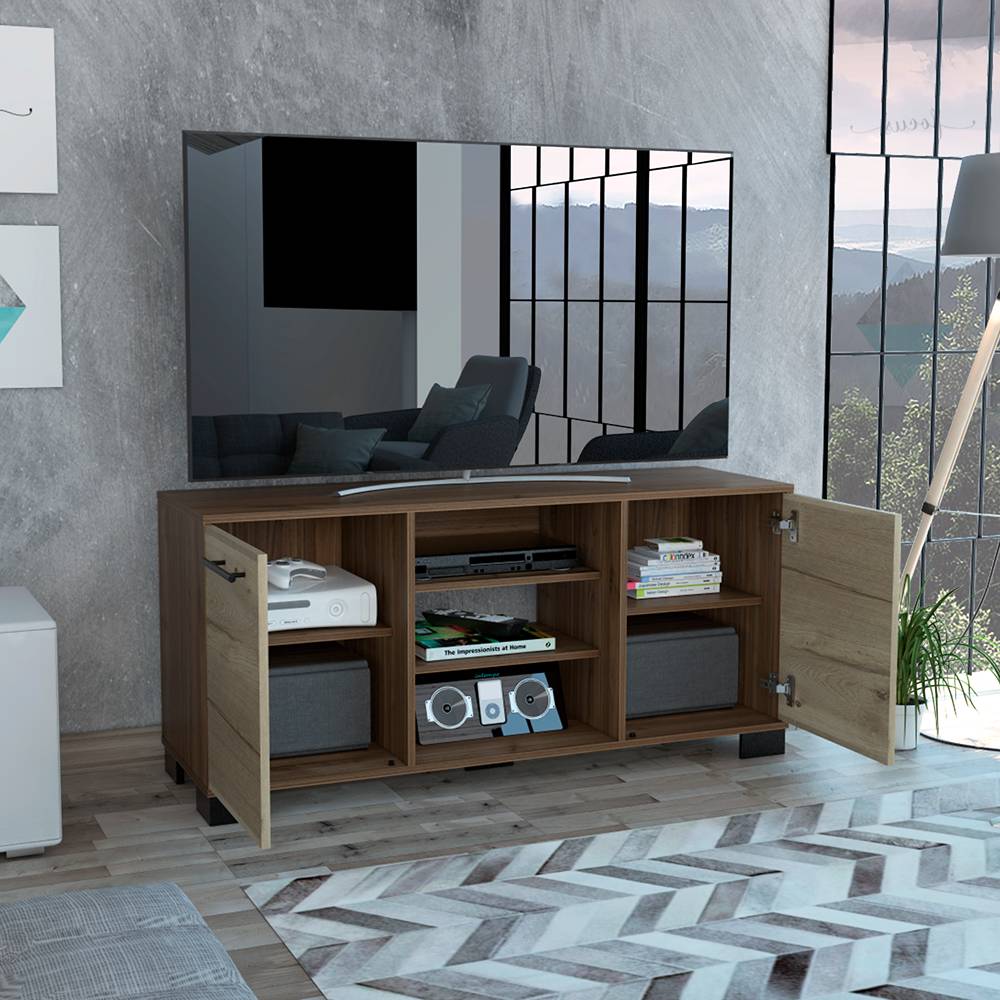 Rack de TV Marsella Gales 123.3x56.7cm Para TV Hasta 50 Pulgadas con Dos Cajones y con Patas - Muebles para TV | Bylmo