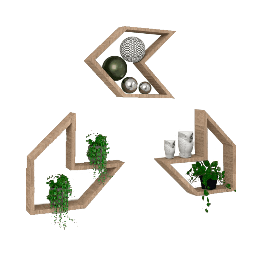 Set de 3 Repisas Saeta Rovere 37 cm - Repisas y Percheros | Bylmo