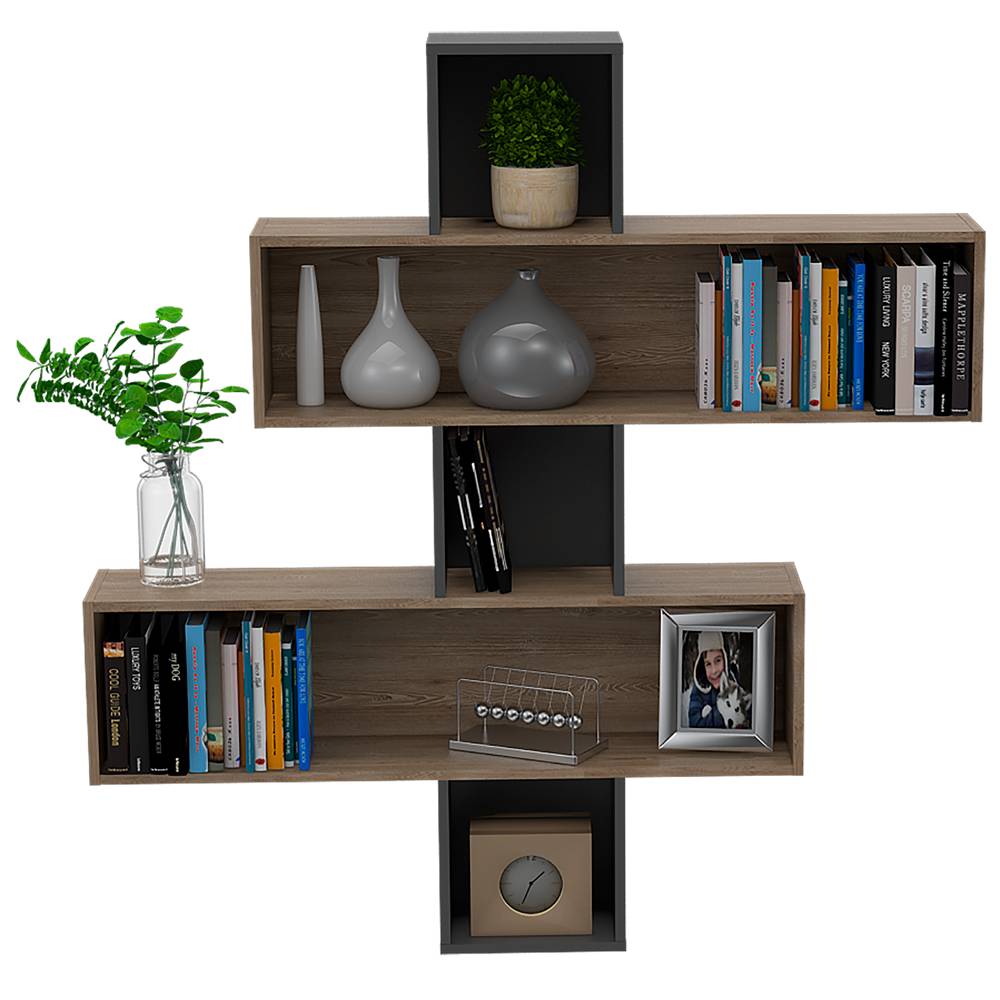 Repisa Wall Miel 127.1x20.1cm Rectangular Flotante con Dos Entrepaños - Repisas y Percheros | Bylmo