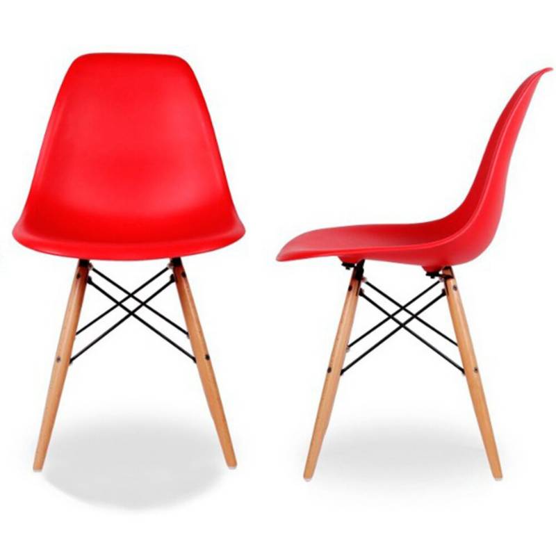 Silla Eames Rojo 40x85cm Asiento Cuadrado con Espaldar - Sillas y Butacos | Bylmo
