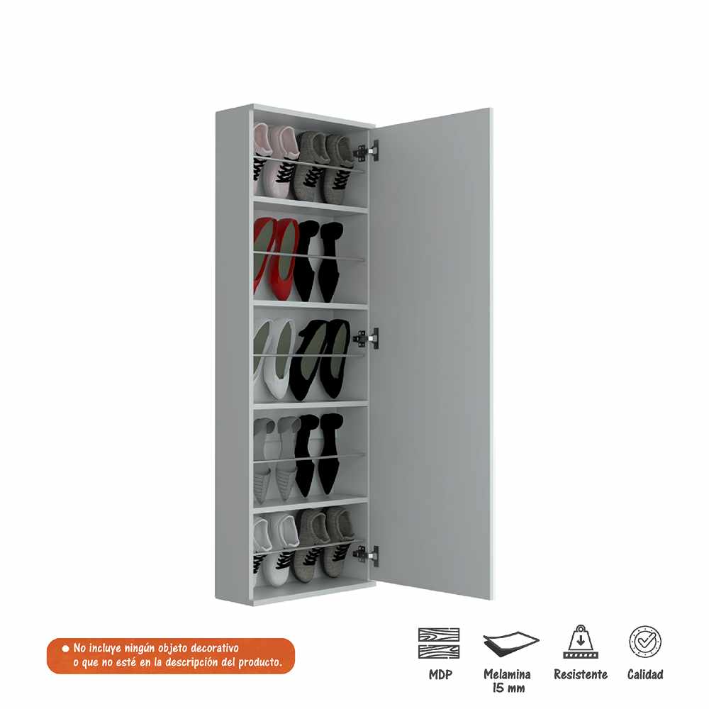 Zapatero Muvi Blanco 47x138cm Vertical de Cinco Niveles para Diez pares de Zapatos - Zapateros | Bylmo