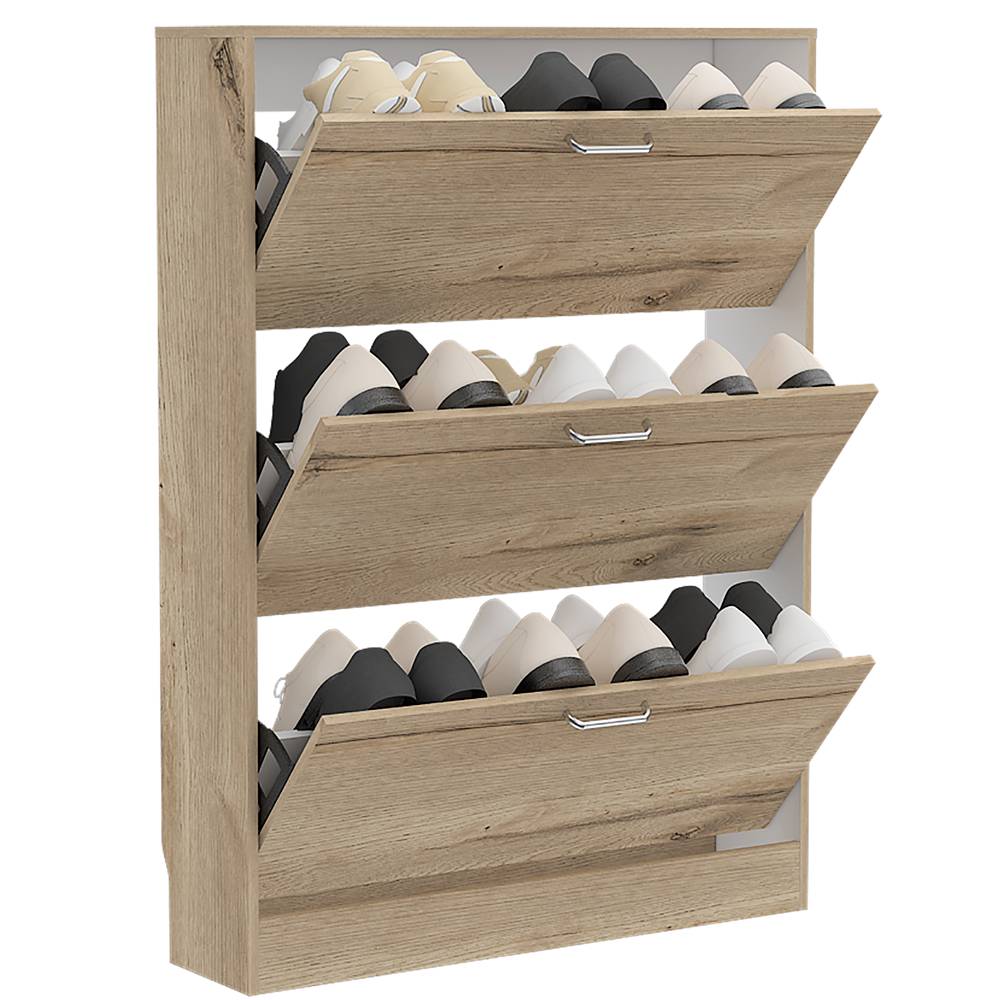 Zapatero Z 94 Duna y Blanco 94.2x128.7cm Vertical de Tres Niveles para Seis pares de Zapatos - Closets | Bylmo