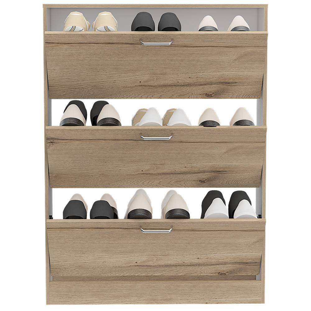 Zapatero Z 94 Duna y Blanco 94.2x128.7cm Vertical de Tres Niveles para Seis pares de Zapatos - Closets | Bylmo
