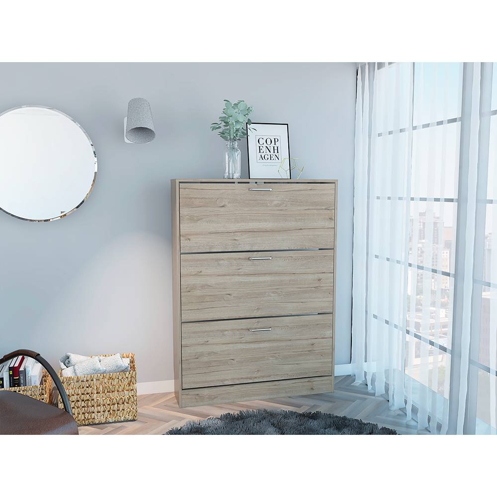 Zapatero Z 94 Duna y Blanco 94.2x128.7cm Vertical de Tres Niveles para Seis pares de Zapatos - Closets | Bylmo