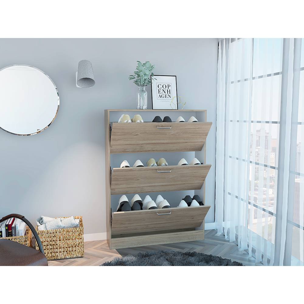 Zapatero Z 94 Duna y Blanco 94.2x128.7cm Vertical de Tres Niveles para Seis pares de Zapatos - Closets | Bylmo