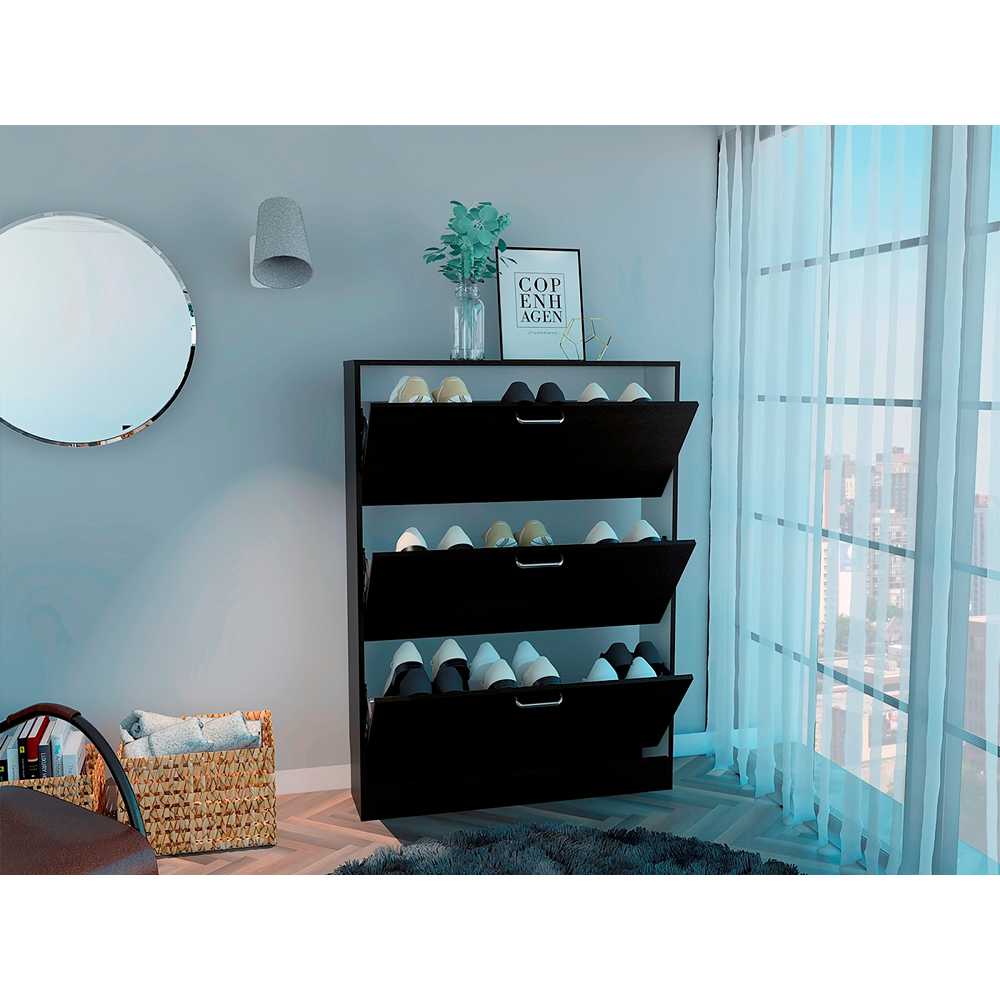 Zapatero Z 94 Wengue 94x94cm Vertical de Tres Niveles para Nueve pares de Zapatos - Zapateros | Bylmo