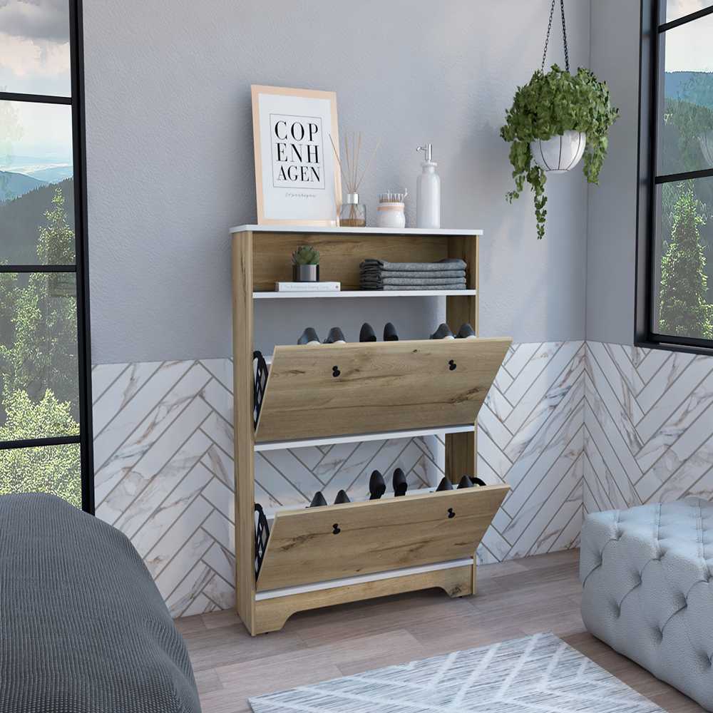 Zapatero Bi Color Duna 100x116.2cm Horizontal de Dos Niveles para Seis pares de Zapatos - Zapateros | Bylmo