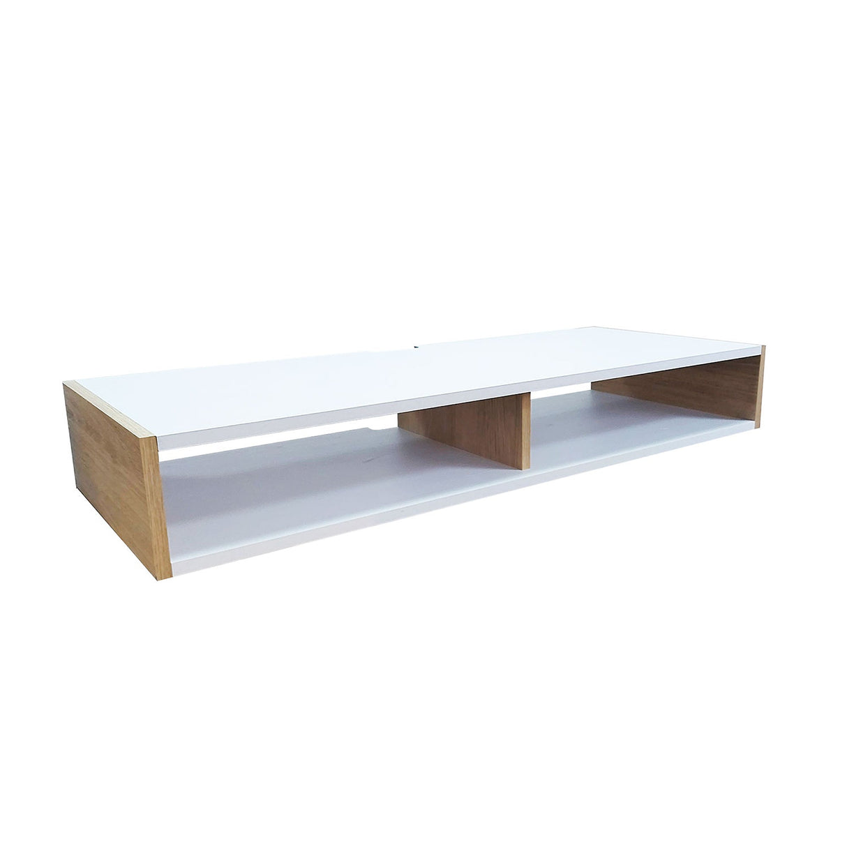 Escritorio Flotante Home Office Pino y Blanco 100x15cm sin Cajones
