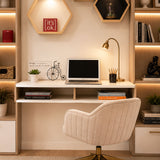 Escritorio Flotante Home Office Pino y Blanco 100x15cm sin Cajones