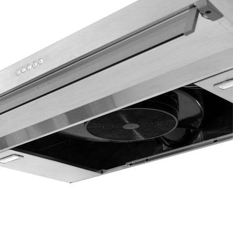Campana Challenger Horizontal Plateado 75.5x13cm 110 Voltios de Tres Velocidades y con Filtro de Carbón - CAMPANAS Y EXTRACTORES | Bylmo