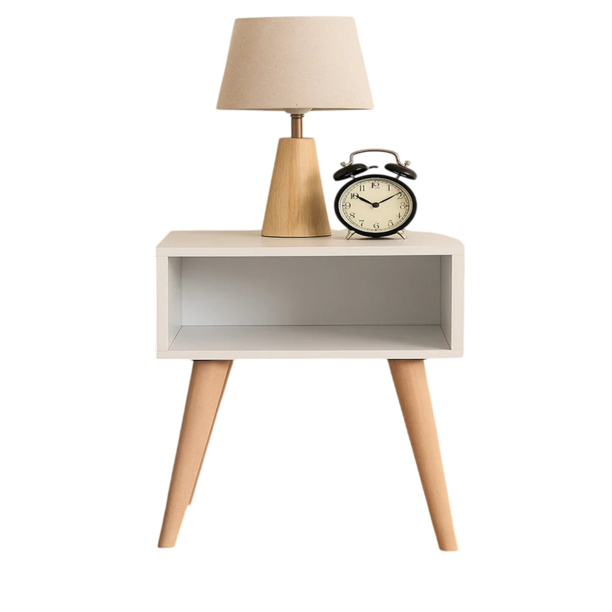 Mesa de Noche Turku Blanco 40x50cm con Un Compartimiento - Mesas de Noche | Bylmo