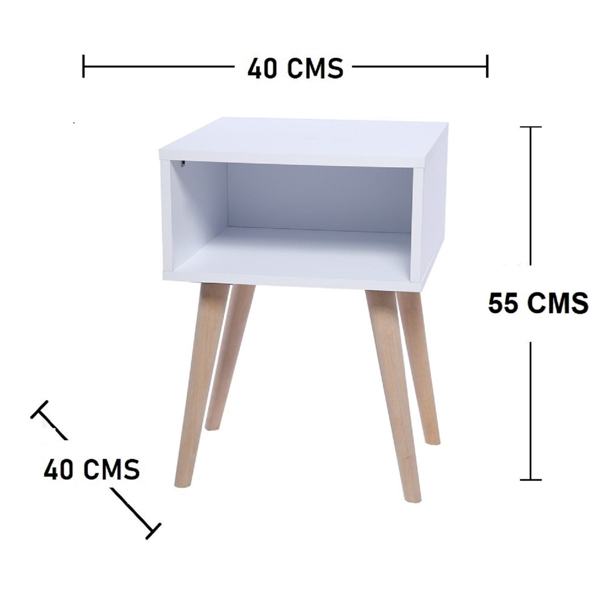 Mesa de Noche Turku Blanco 40x50cm con Un Compartimiento - Mesas de Noche | Bylmo