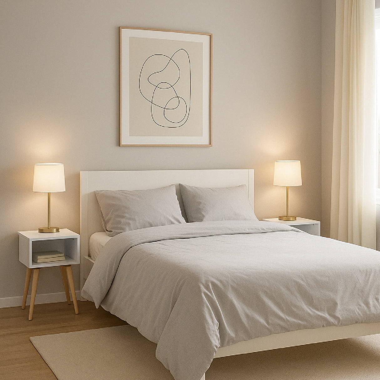 Mesa de Noche x 2 Turku Blanco 40x39cm con Un Compartimiento - Mesas de Noche | Bylmo