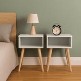 Mesa de Noche x 2 Turku Blanco 40x39cm con Un Compartimiento - Mesas de Noche | Bylmo