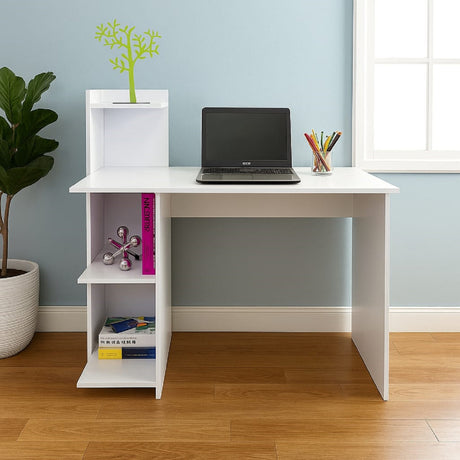 Escritorio King Blanco 110x110cm sin Cajones y con Organizador de Libros - Escritorios y Archivadores | Bylmo