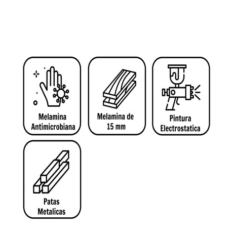 Comedor Look Amaretto y Negro 90x75cm Cuadrado de Cuatro Puestos y sin Sillas - Comedores | Bylmo