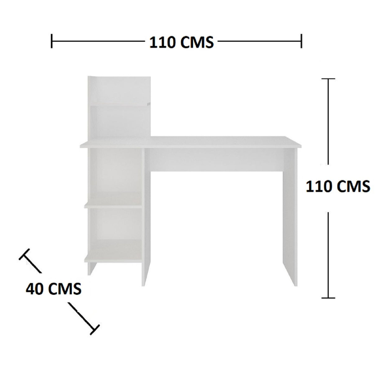 Combo Escritorio y Silla King Blanco 120x120cm sin Cajones y con Organizador de Libros - Escritorios y Archivadores | Bylmo