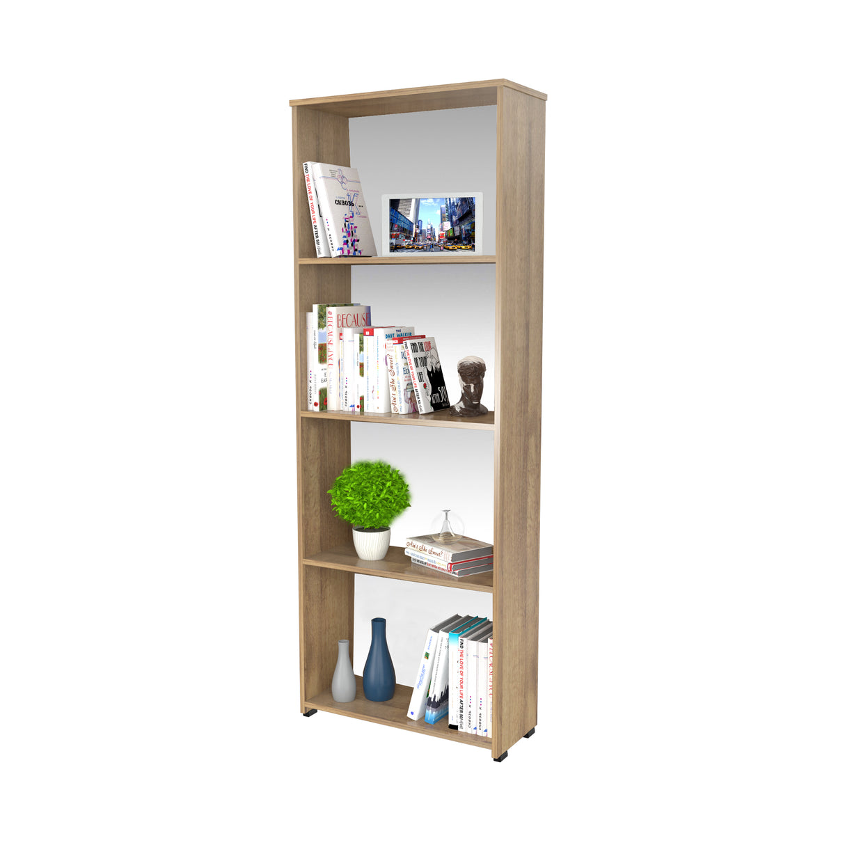 Biblioteca Amaretto 60x162cm con Cuatro Compartimientos - Bibliotecas y Estanterías | Bylmo