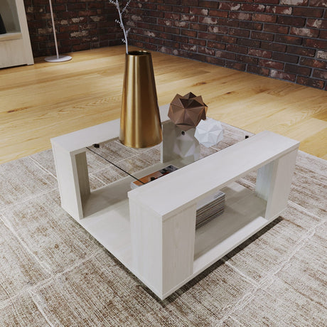 Mesa de Centro Comoros Niebla 60.2x31.7cm Rectangular y con Compartimientos - Mesas | Bylmo