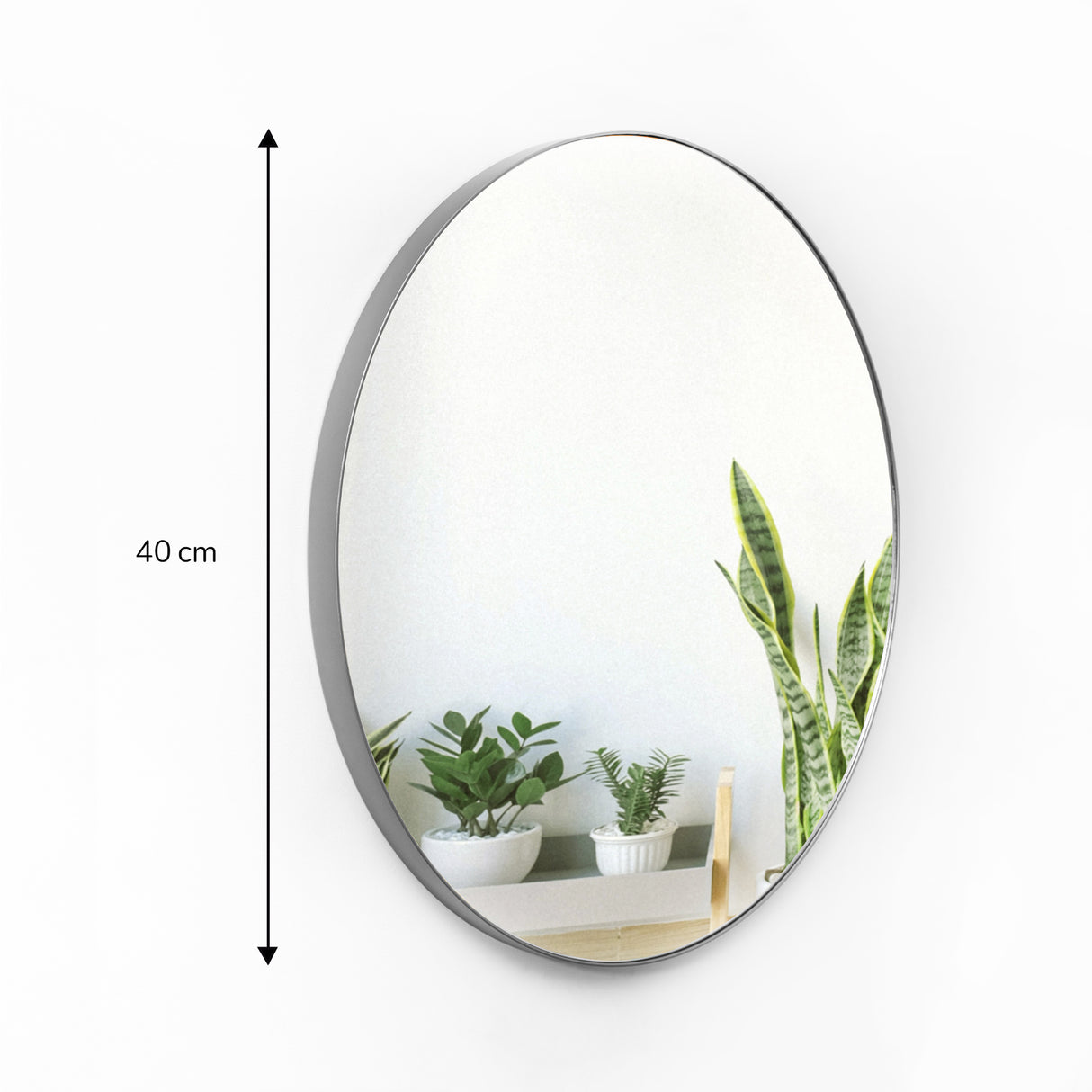 Espejo de Pared Plata 40x40cm Redondo con Marco Metalico - ESPEJOS DE PARED | Bylmo
