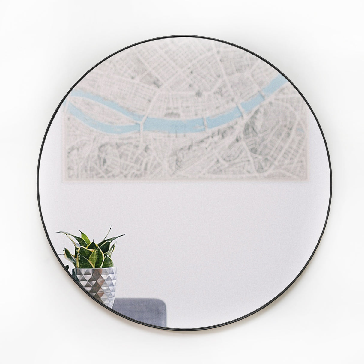 Espejo de Pared Negro 60x60cm Redondo con Marco Metalico - ESPEJOS DE PARED | Bylmo