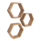 Set de 3 Repisas Hades Beige Claro 25x8cm Hexagonal con Tres Entrepaños - REPISAS | Bylmo