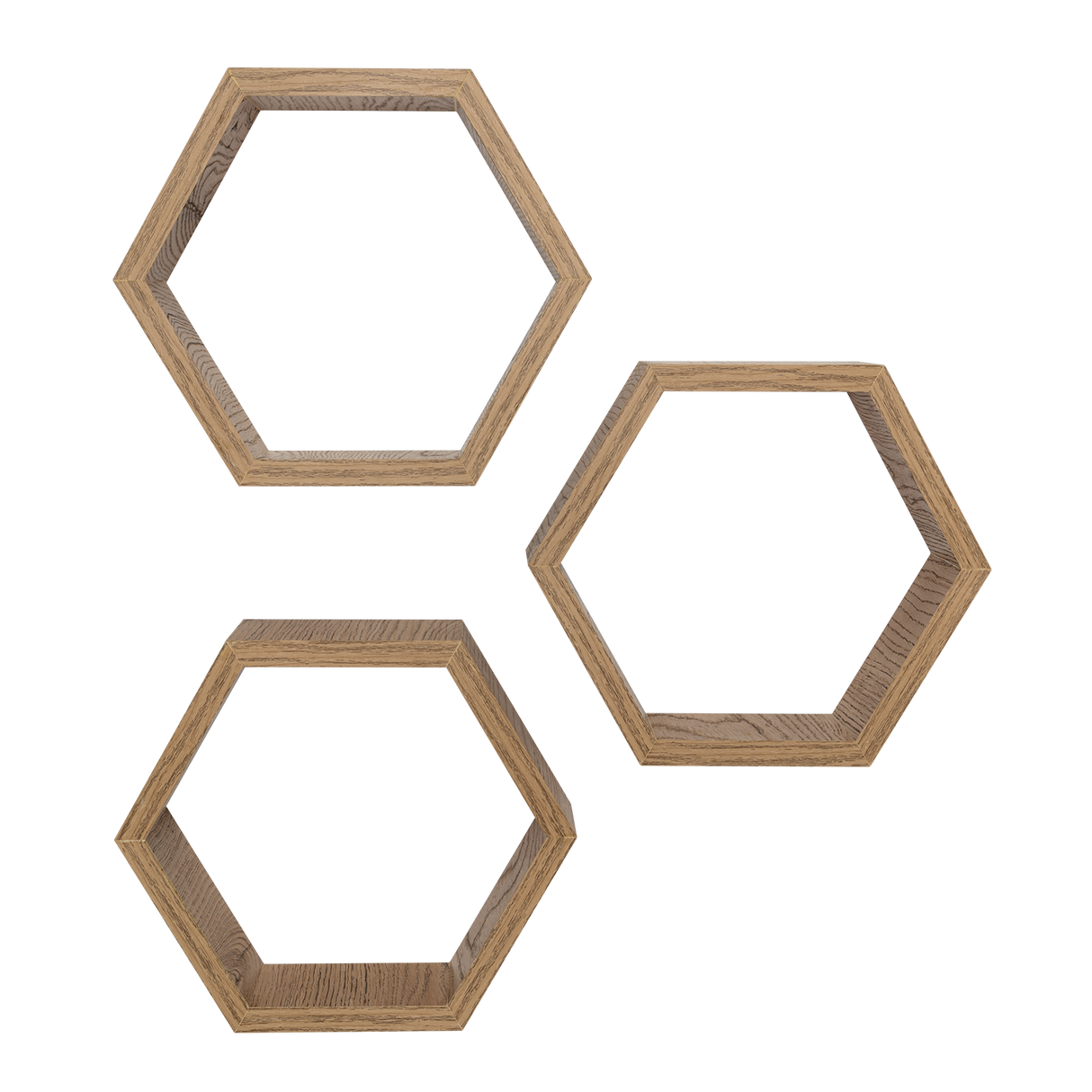 Set de 3 Repisas Hades Beige Claro 25x8cm Hexagonal con Tres Entrepaños - REPISAS | Bylmo