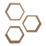 Set de 3 Repisas Hades Beige Claro 25x8cm Hexagonal con Tres Entrepaños - REPISAS | Bylmo