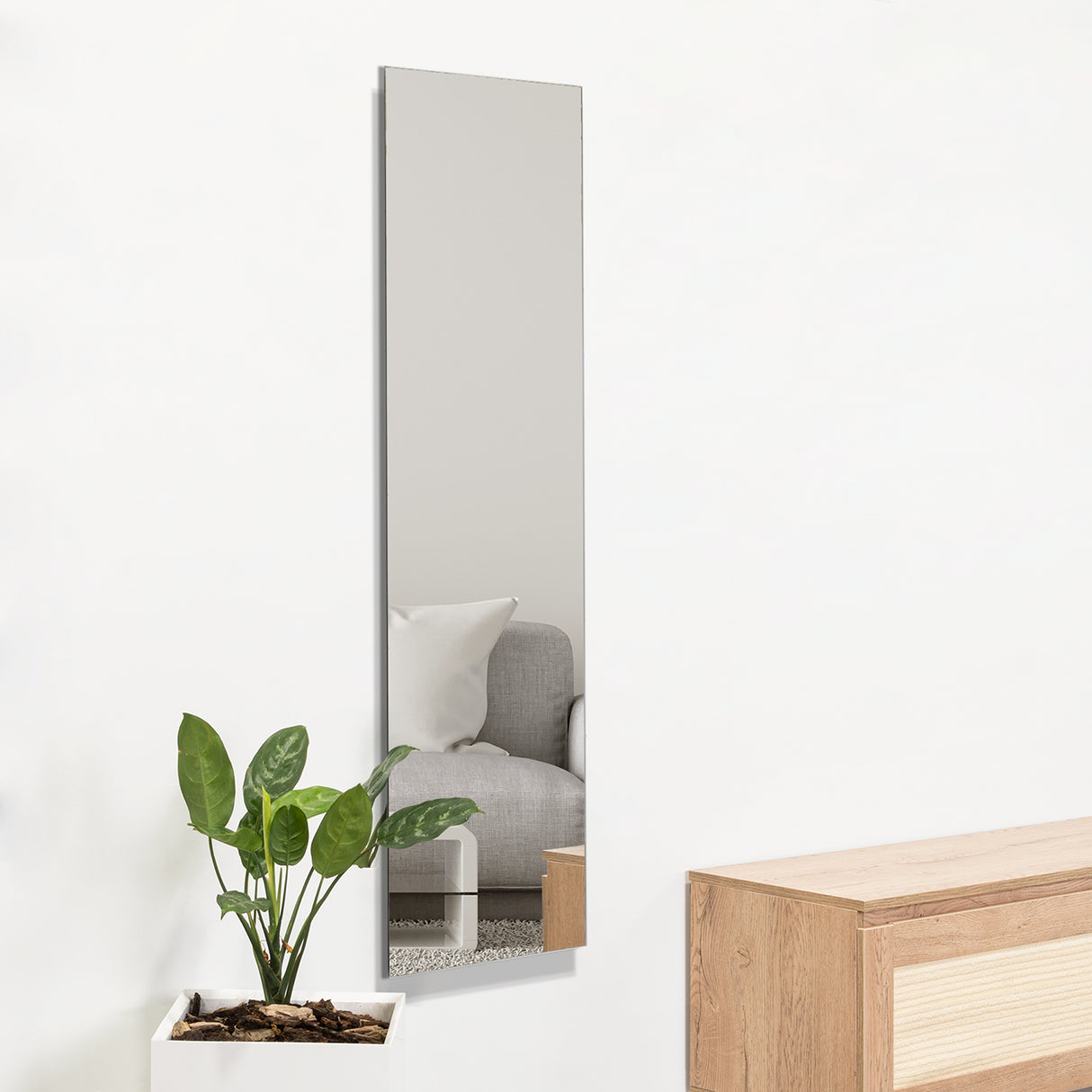 Espejo de Baño Amalfi Plateado 38x130cm Rectangular con Biselado - Espejos Decorativos | Bylmo