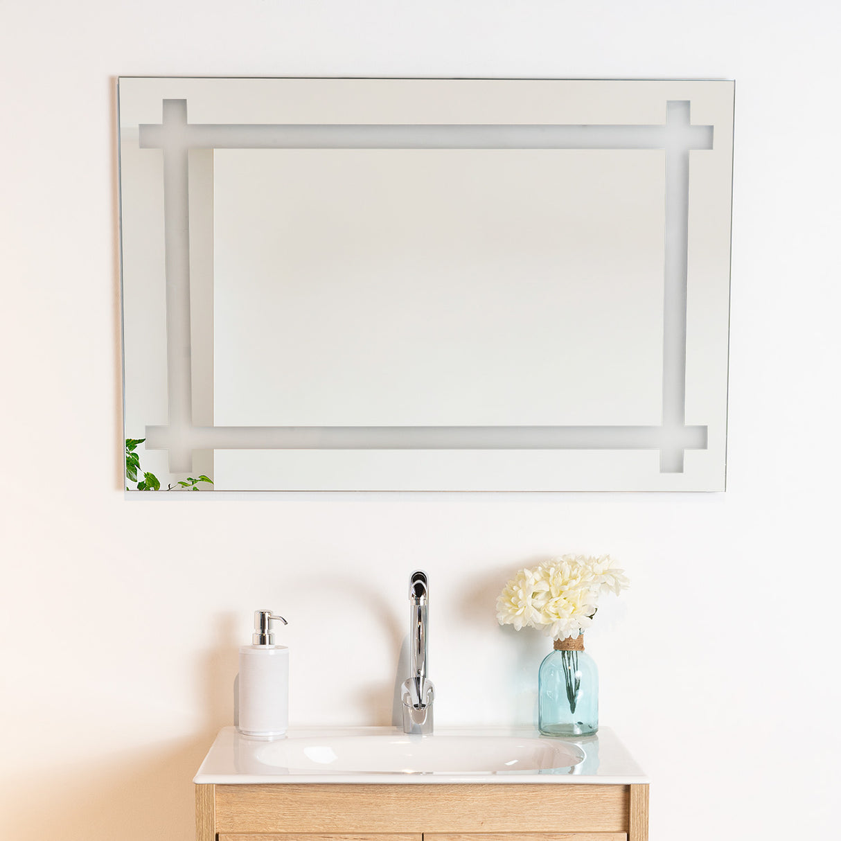 Espejo de Baño Broni Plateado 90x60cm Rectangular con Biselado - Espejos de Baño | Bylmo