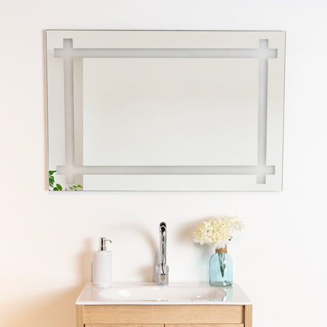 Espejo de Baño Broni Plateado 90x60cm Rectangular con Biselado - Espejos de Baño | Bylmo