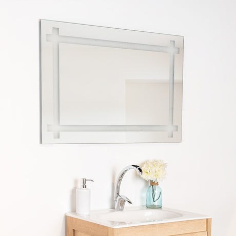 Espejo de Baño Broni Plateado 90x60cm Rectangular con Biselado - Espejos de Baño | Bylmo