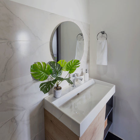 Espejo de Baño Capri Plateado 75x75cm Redondo con Biselado - Espejos de Baño | Bylmo