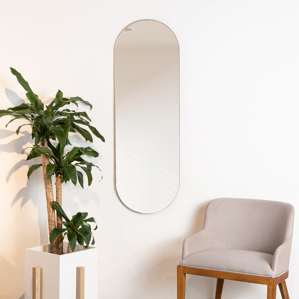 Espejo de Baño Lucerna Plateado 40x120cm Ovalado con Biselado - Espejos Decorativos | Bylmo