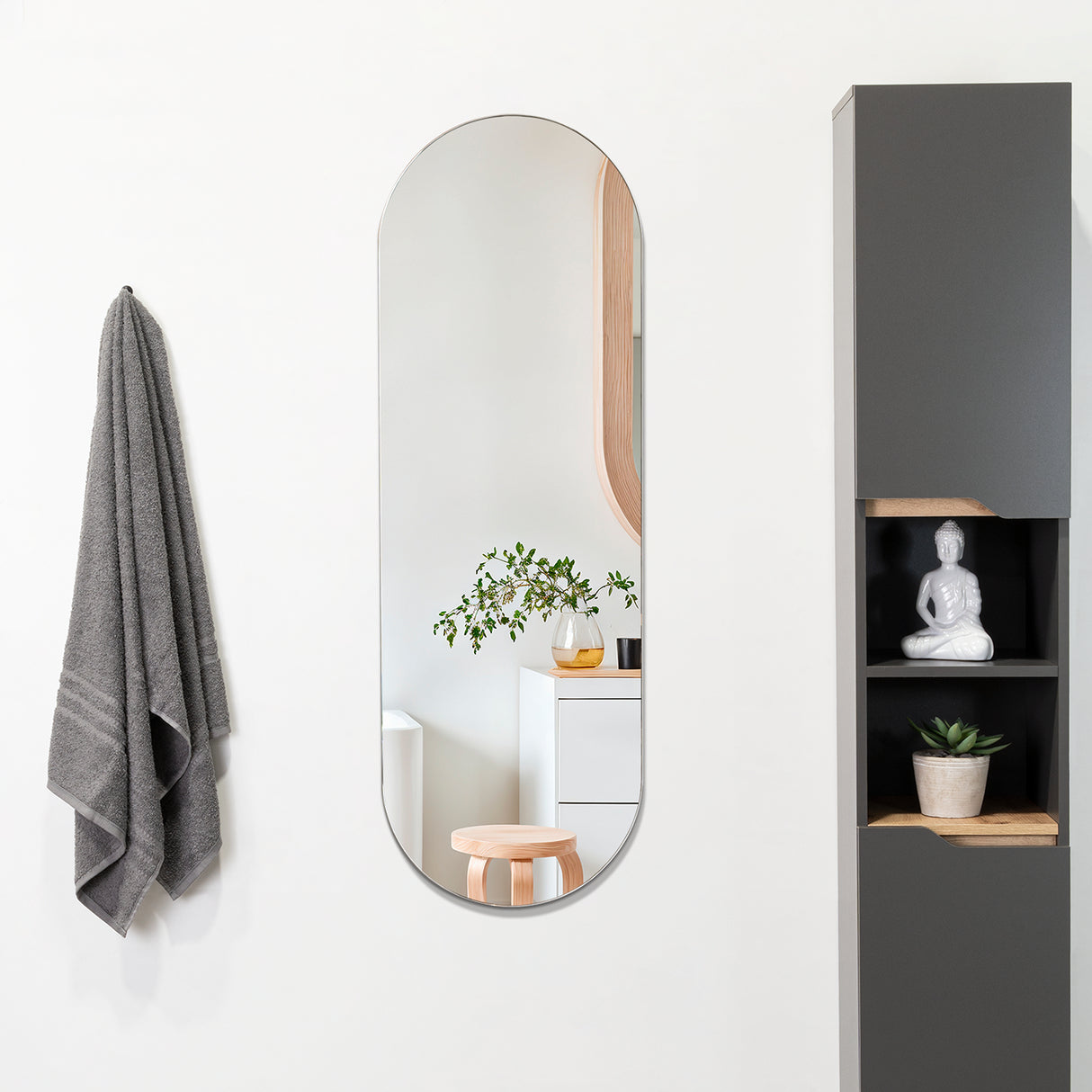 Espejo de Baño Lucerna Plateado 40x120cm Ovalado con Biselado - Espejos Decorativos | Bylmo