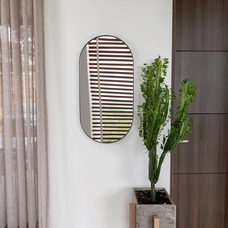 Espejo de Pared Lukman Negra 50x100cm Ovalado con Marco Metalico - Espejos Decorativos | Bylmo