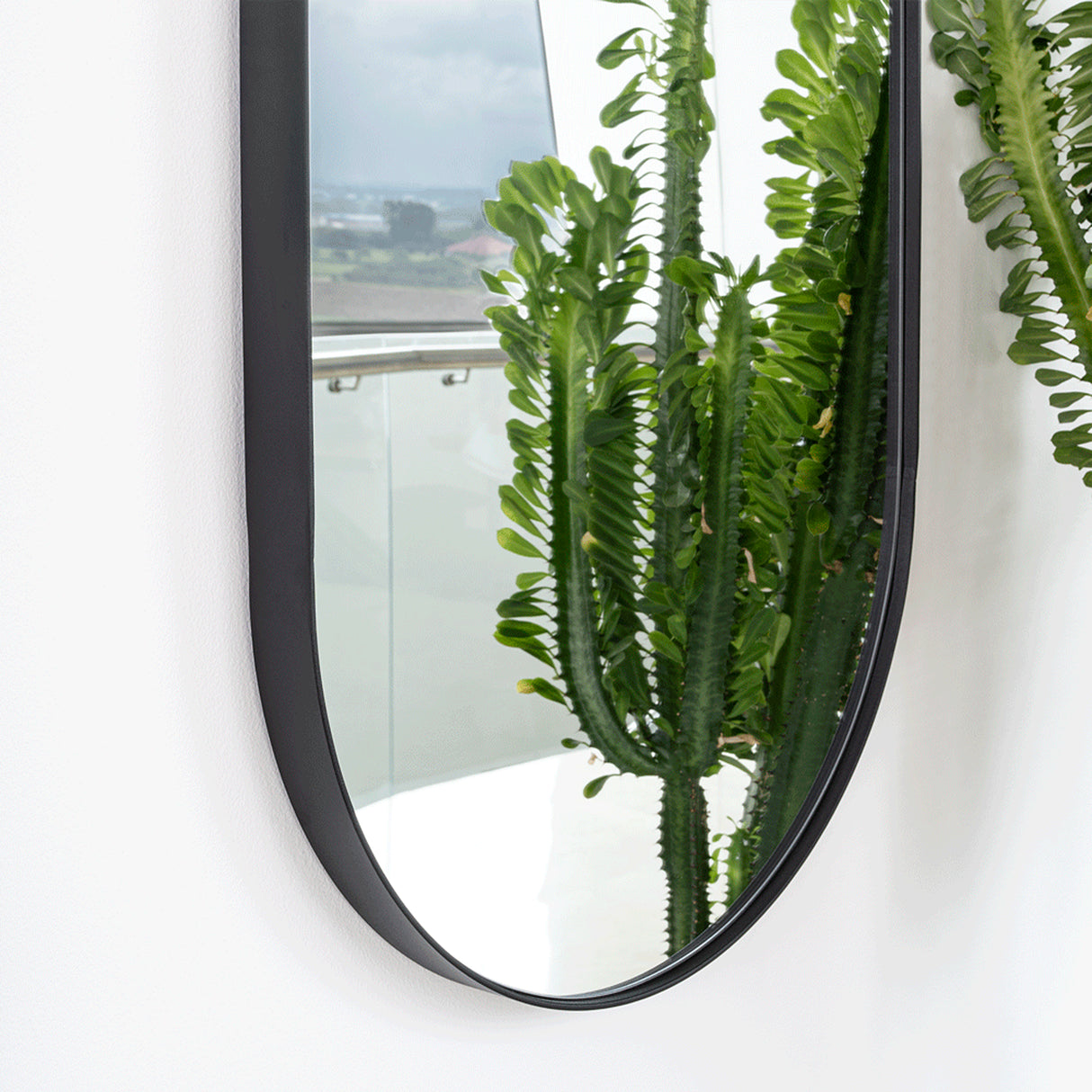 Espejo de Pared Lukman Negra 50x100cm Ovalado con Marco Metalico - Espejos Decorativos | Bylmo