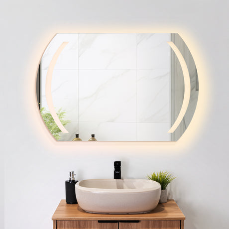 Espejo de Baño Led Manson Plateado 90x60cm Rectangular con Sandblasting - Espejos de Baño | Bylmo