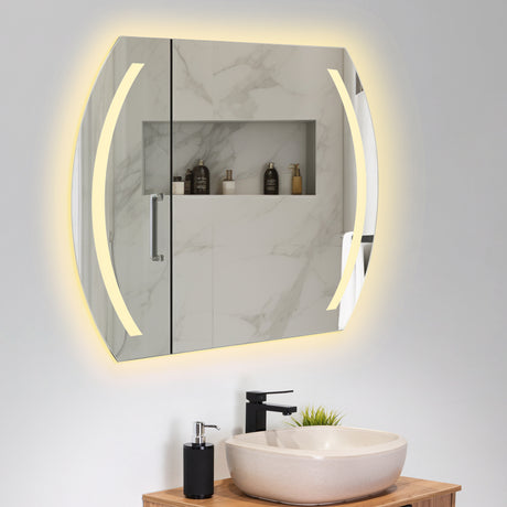 Espejo de Baño Led Manson Plateado 90x60cm Rectangular con Sandblasting - Espejos de Baño | Bylmo