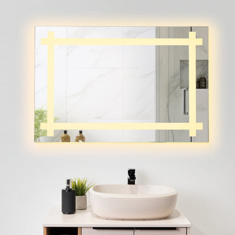 Espejo de Baño Broni Plateado 60x90cm Rectangular y con Iluminiación Led - Espejos Decorativos | Bylmo