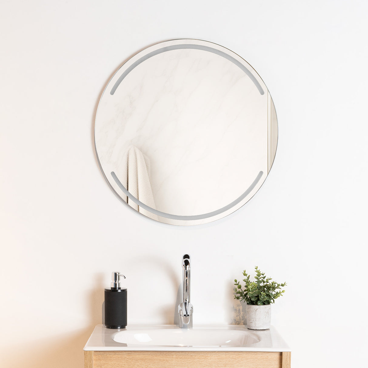 Espejo de Baño Dallas Plateado 60x60cm Redondo - Espejos Decorativos | Bylmo