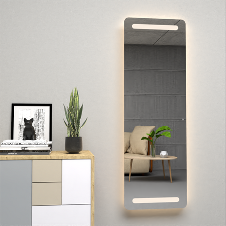 Espejo de Baño Melilla Gris 40x130cm Rectangular con Sandblasting y con Iluminación Led - ESPEJOS DE BANHO | Bylmo