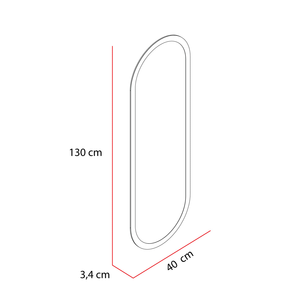 Espejo de Baño Oviedo Plateado 40x130cm Ovalado y con Iluminiación Led - Espejos Decorativos | Bylmo