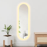 Espejo de Baño Oviedo Plateado 40x130cm Ovalado y con Iluminiación Led - Espejos Decorativos | Bylmo