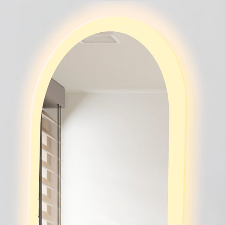 Espejo de Baño Oviedo Plateado 40x130cm Ovalado y con Iluminiación Led - Espejos Decorativos | Bylmo