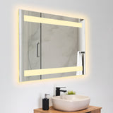 Espejo de Baño Udine Gris 90x60cm Rectangular con Sandblasting y con Iluminación Led - ESPEJOS DE BANHO | Bylmo