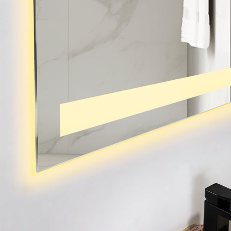 Espejo de Baño Udine Gris 90x60cm Rectangular con Sandblasting y con Iluminación Led - ESPEJOS DE BANHO | Bylmo