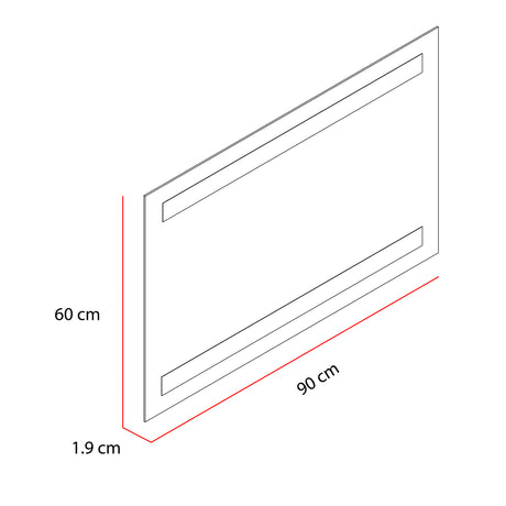 Espejo de Baño Udine Gris 90x60cm Rectangular con Sandblasting y con Iluminación Led - ESPEJOS DE BANHO | Bylmo