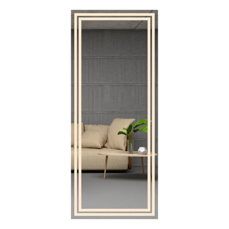 Espejo de Baño Valencia Gris 50x130cm Rectangular con Sandblasting y con Iluminación Led - ESPEJOS DE BANHO | Bylmo