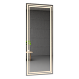 Espejo de Baño Valencia Gris 50x130cm Rectangular con Sandblasting y con Iluminación Led - ESPEJOS DE BANHO | Bylmo